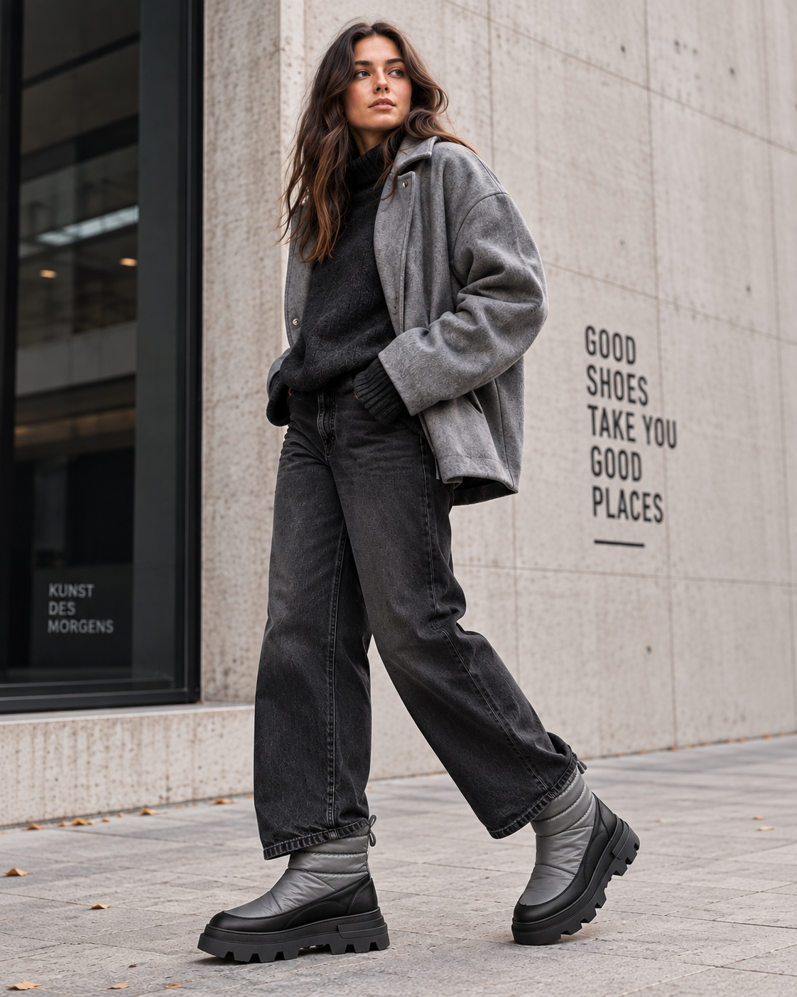 BRUNELLA.08.12 NAPPA BLCK NYLON GREY MATT # ab Ende Oktober verfügbar